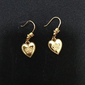 JUICY COUTURE Gold Heart Dangling Earrings!